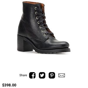 Frye Black Leather Combat Boots